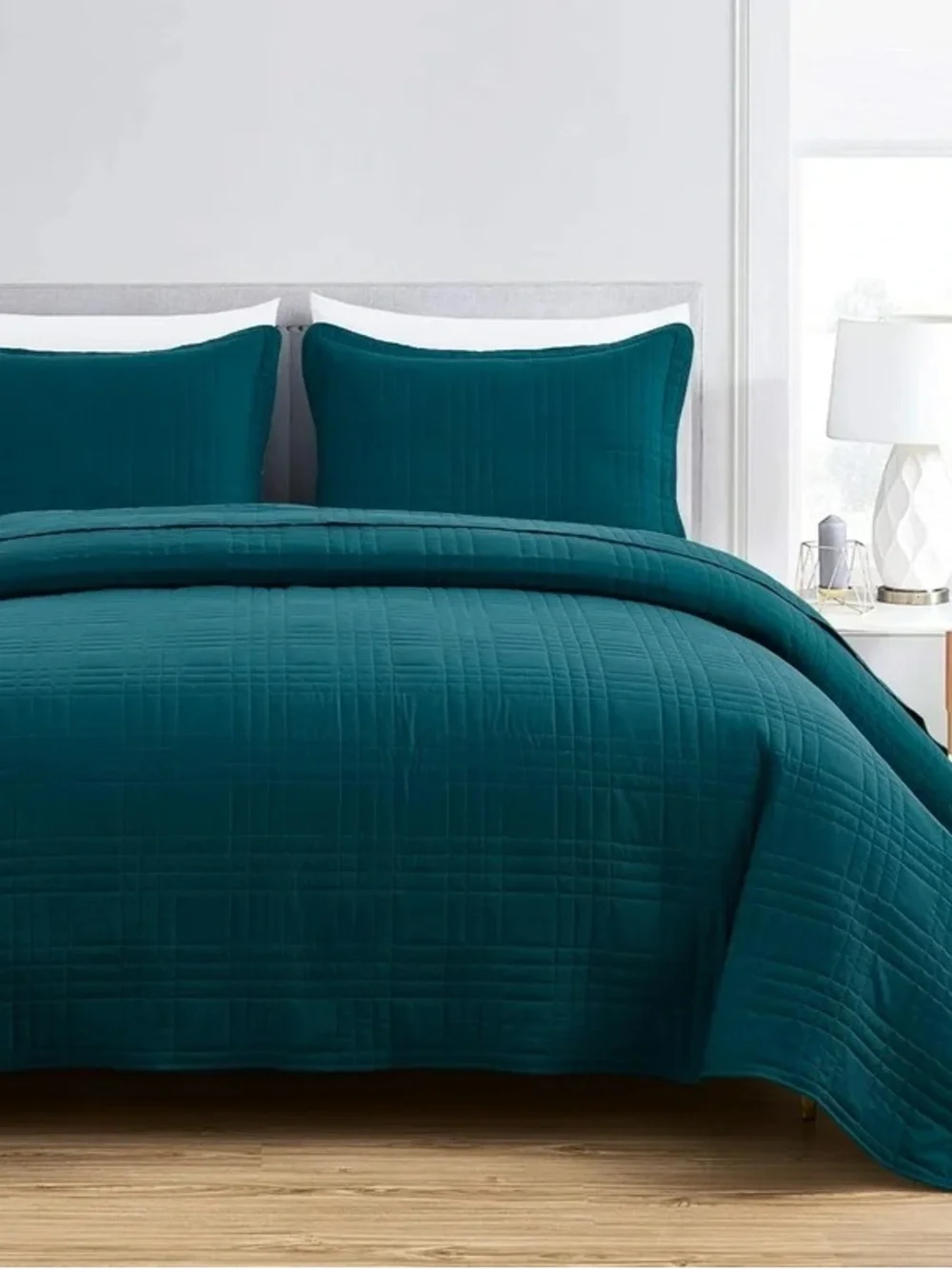 Teal queen 3 piece Quilted Bedspread Set - Teal Bedding